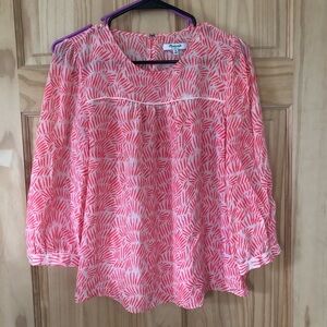 Madewell Women's Pink Geometric Patterned Silk Blouse - Sz M
